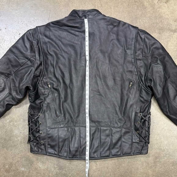 Vintage Genuine Leather Motorcycle Jacket Black Side Lace Biker - Picture 13 of 13